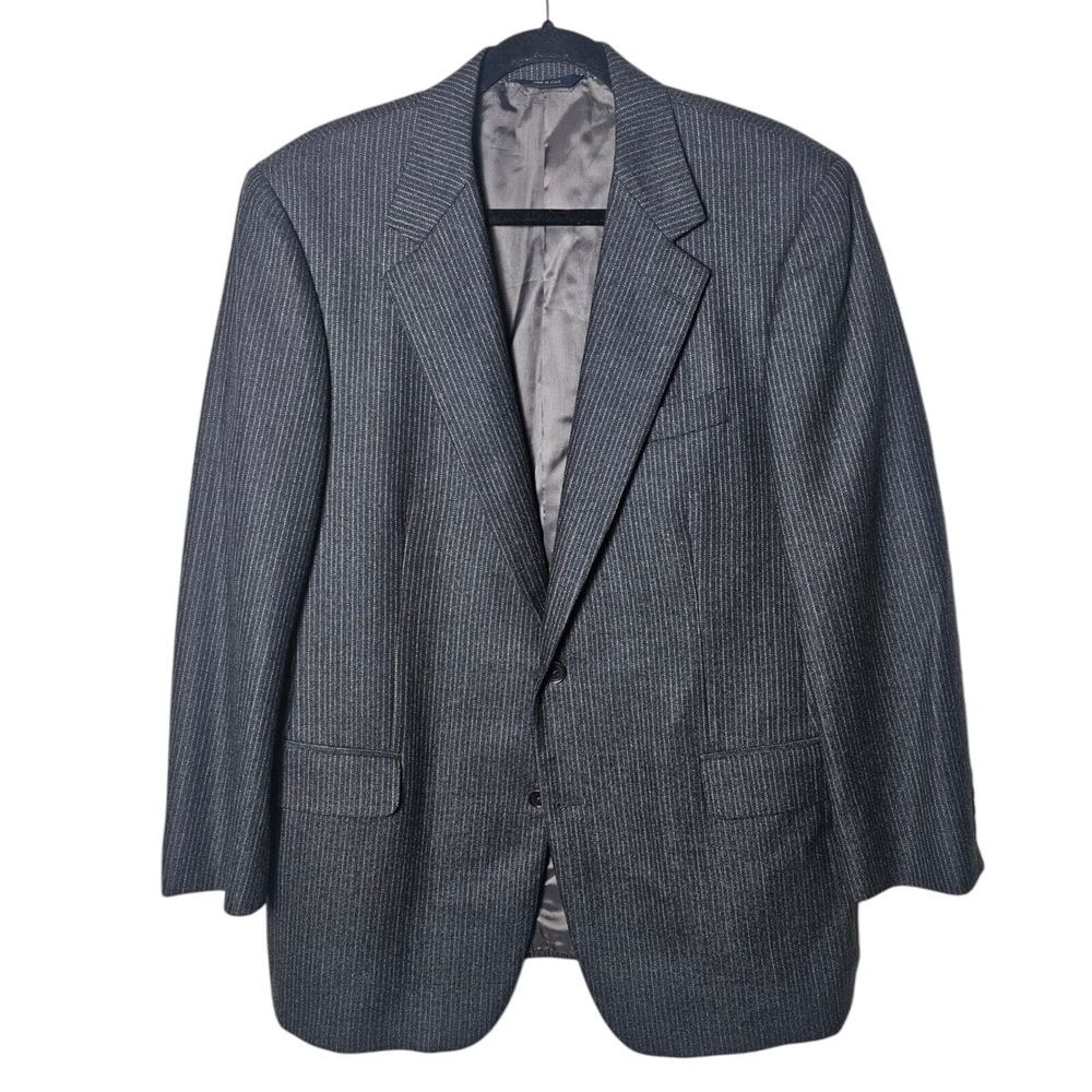 Brooks Brothers 42R Charcoal Gray Wool Jacket Loro Piana‎ Italy Pin Stripe
